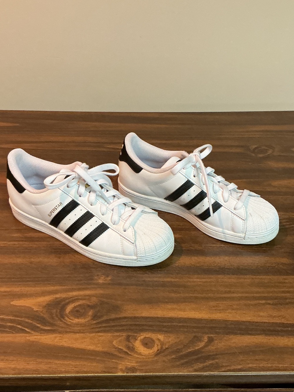adidas White and Black Classic Shell-Toe Sneakers